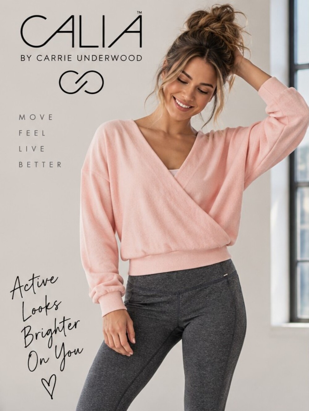 CALIA by Carrie Underwood Light Pink V-Neck Sweater